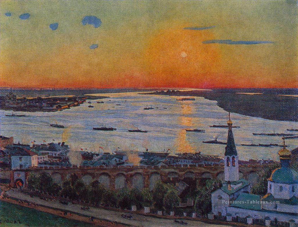 le coucher du soleil sur volga nzhny novgorod 1911 Konstantin Yuon Peintures à l'huile
